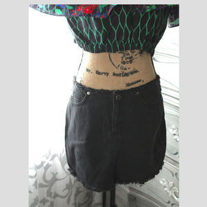 Vintage Rave Black Denim Skirt